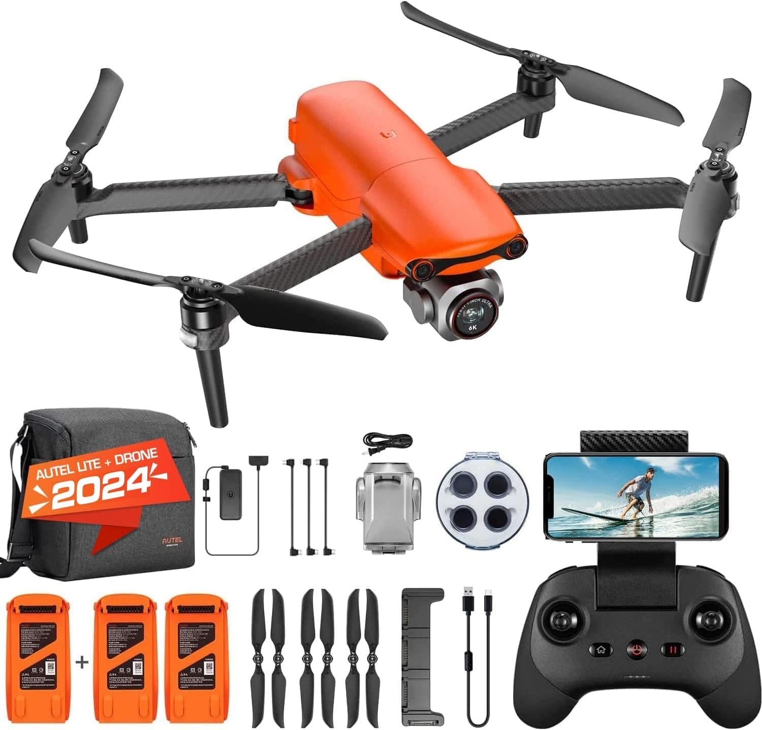 Autel Robotics EVO Lite+ Premium Bundle, 1 CMOS Sensor with 6K HDR Camera, No Geo-Fencing, 3-Axis Gimbal, 3-Way Obstacle Avoidance, 40Min Flight Time, 7.4 Miles Transmission, Lite Plus Fly More Combo